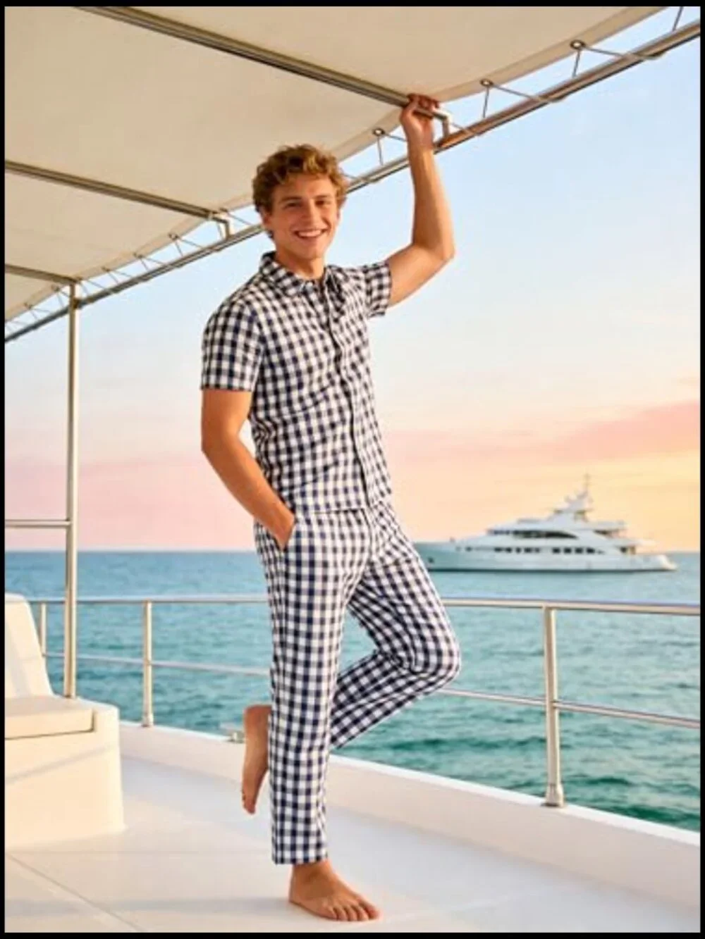 100% Cotton Pajama Set Short Sleeve Sleepwear Button Down Loungewear with